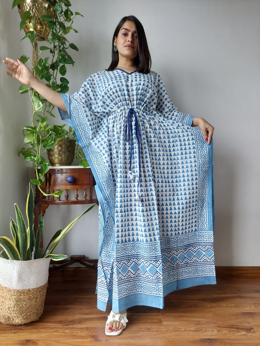 Blue Kaftan Dress with Trendy Design