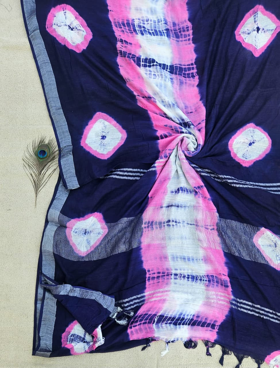 Pure Hand Block Cotton Sarees With Blouse