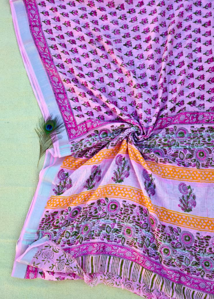 Violet Pure Georgette Bandhani Blouse Fabric