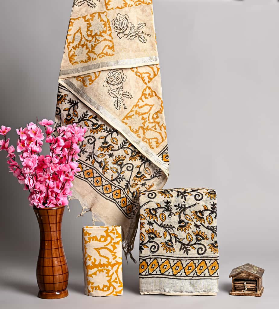 Bronze brown cotton office wear salwar suits online with chanderi cotton dupatta